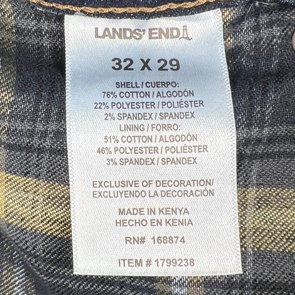 Lands End Blue Flannel Lined Traditional Fit Denim Jeans Mens 32x29 - Picture 7 of 10